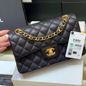 Ch@nel Flap Bag-（Black Inside）Caviar-23CM
