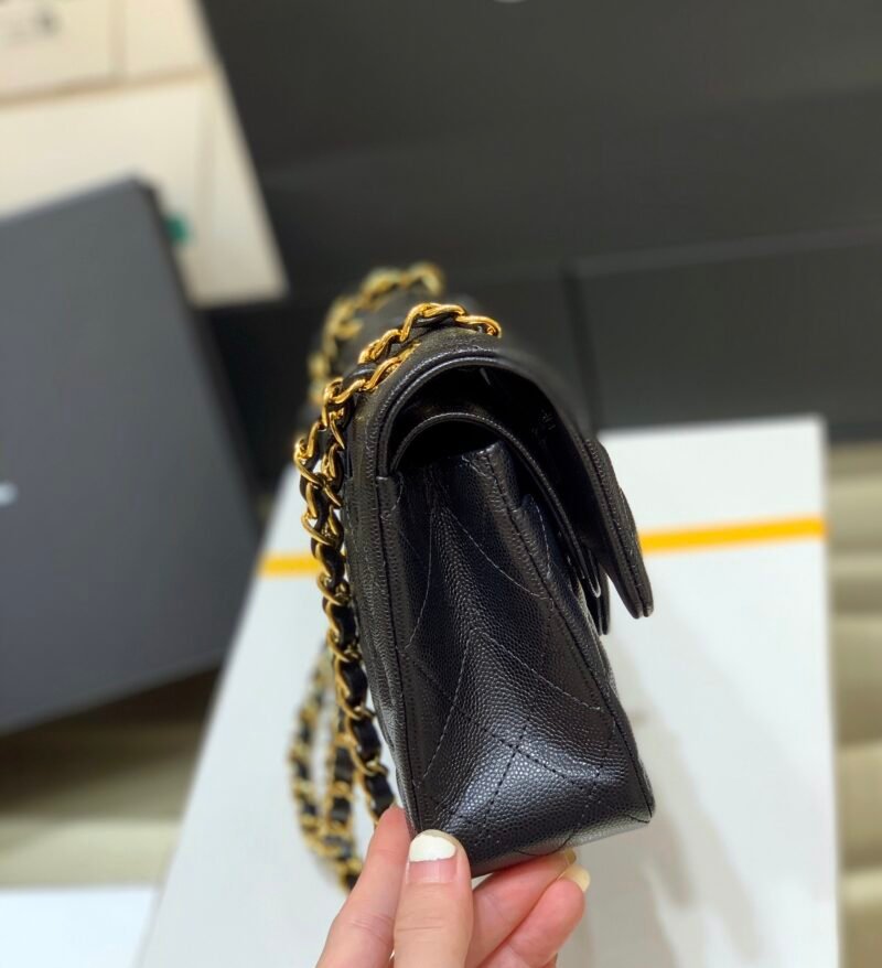 Ch@nel Flap Bag-（Black Inside）Caviar-23CM