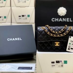 Ch@nel Flap Bag-（Black Inside）Caviar-23CM