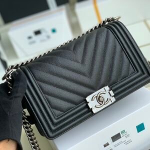 Ch@nel Boy Bag-Caviar-25CM