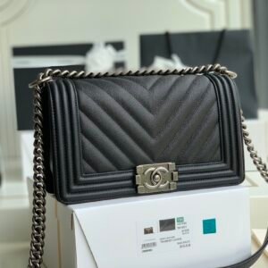 Ch@nel Boy Bag-Caviar-25CM
