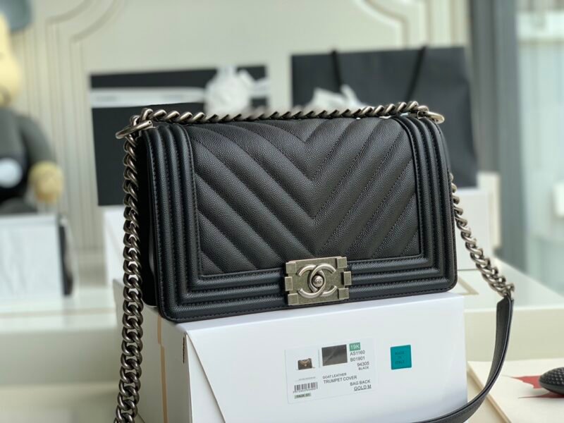 Ch@nel Boy Bag-Caviar-25CM