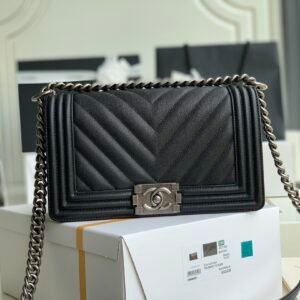 Ch@nel Boy Bag-Caviar-25CM