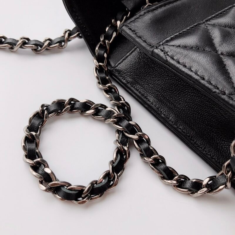 Ch@nel Wallet On Chain-Silver Hardware-19*12*3.5CM