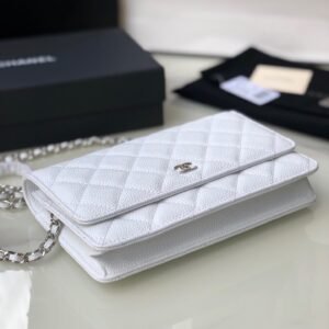 Ch@nel Wallet On Chain-Silver Hardware-19*12*3.5CM