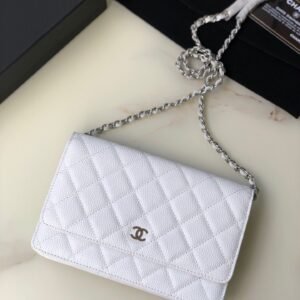 Ch@nel Wallet On Chain-Silver Hardware-19*12*3.5CM