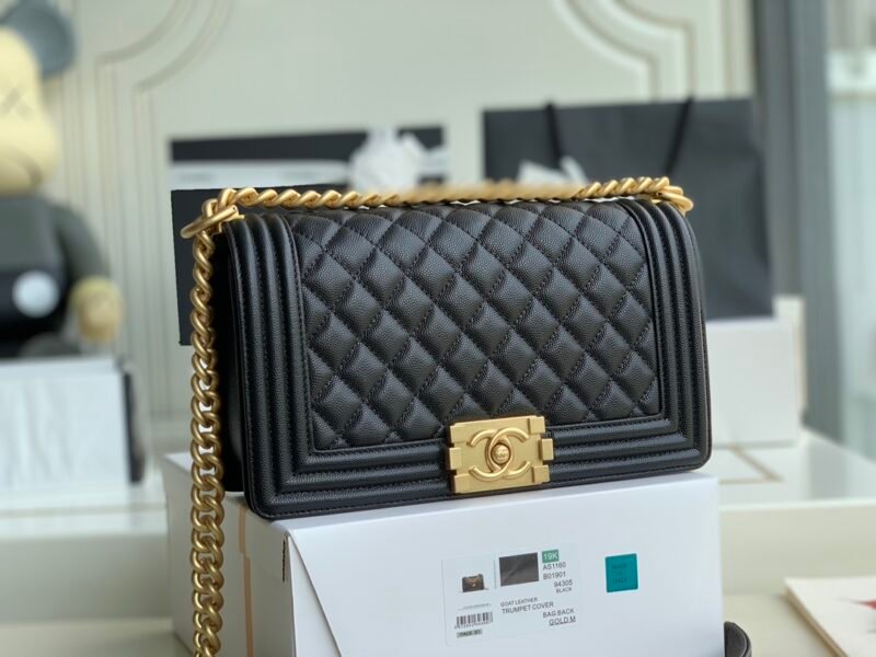 Ch@nel Boy Bag-Caviar-25CM