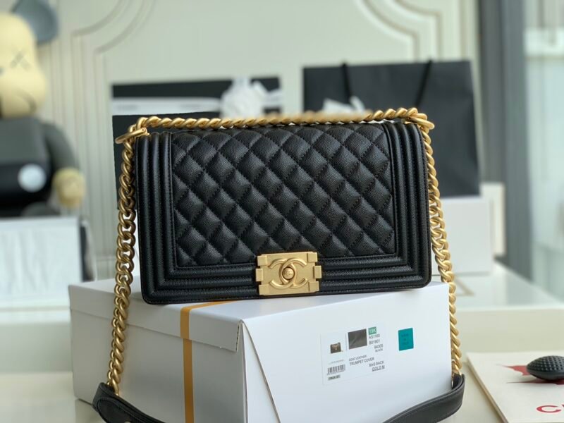 Ch@nel Boy Bag-Caviar-25CM