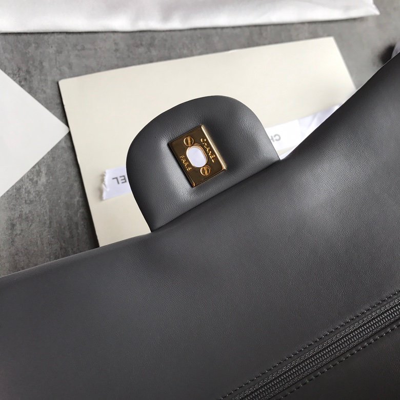 Ch@nel Flap Bag-Lambskin-Gold-30CM