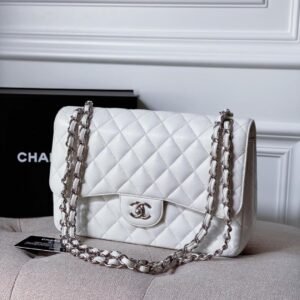 Ch@nel Flap Bag-Caviar-Silver Hardware-30CM