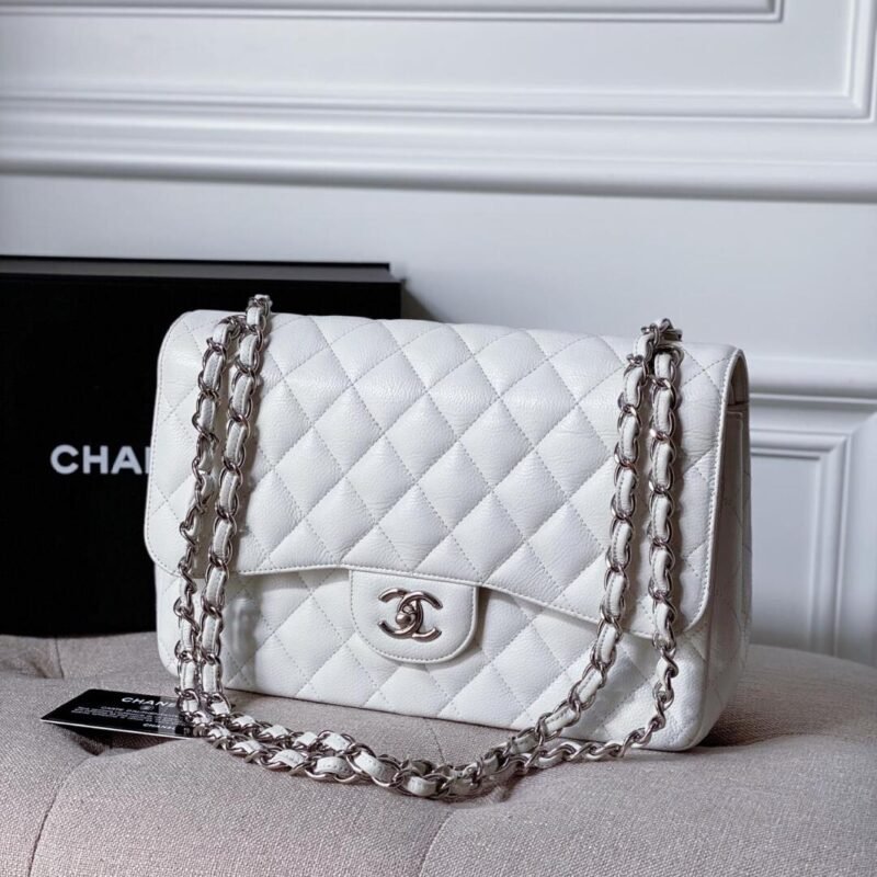 Ch@nel Flap Bag-Caviar-Silver Hardware-30CM