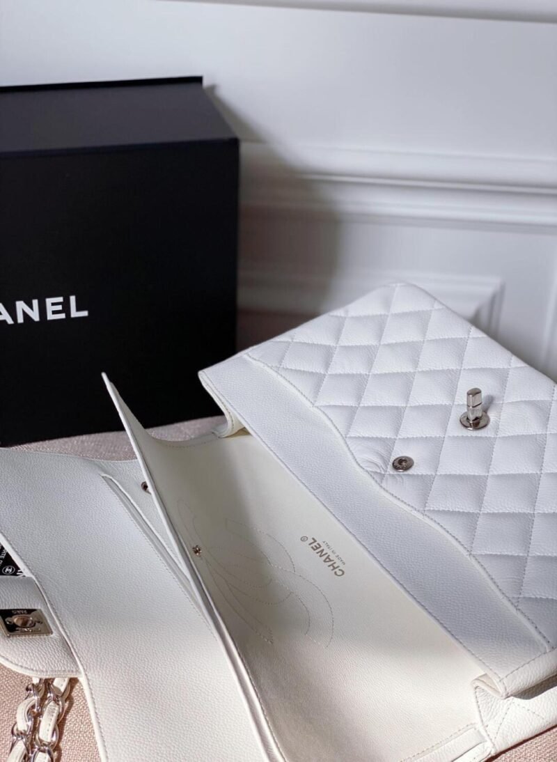 Ch@nel Flap Bag-Caviar-Silver Hardware-30CM