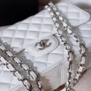 Ch@nel Flap Bag-Caviar-Silver Hardware-30CM