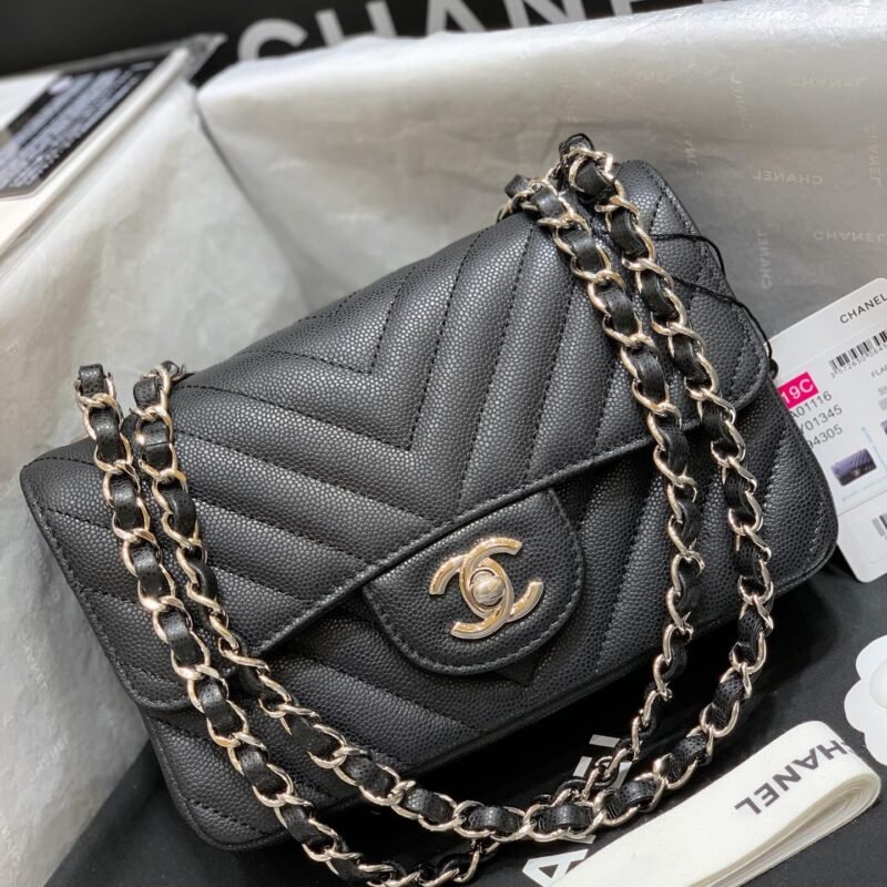 Ch@nel Flap Bag-Caviar-Silver Hardware-20CM