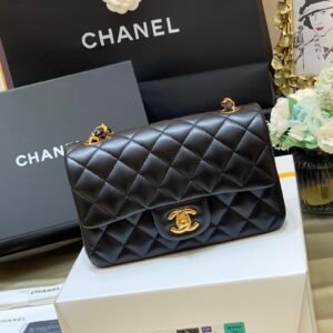 Ch@nel Flap Bag-Lambskin-Gold Hardware-20CM