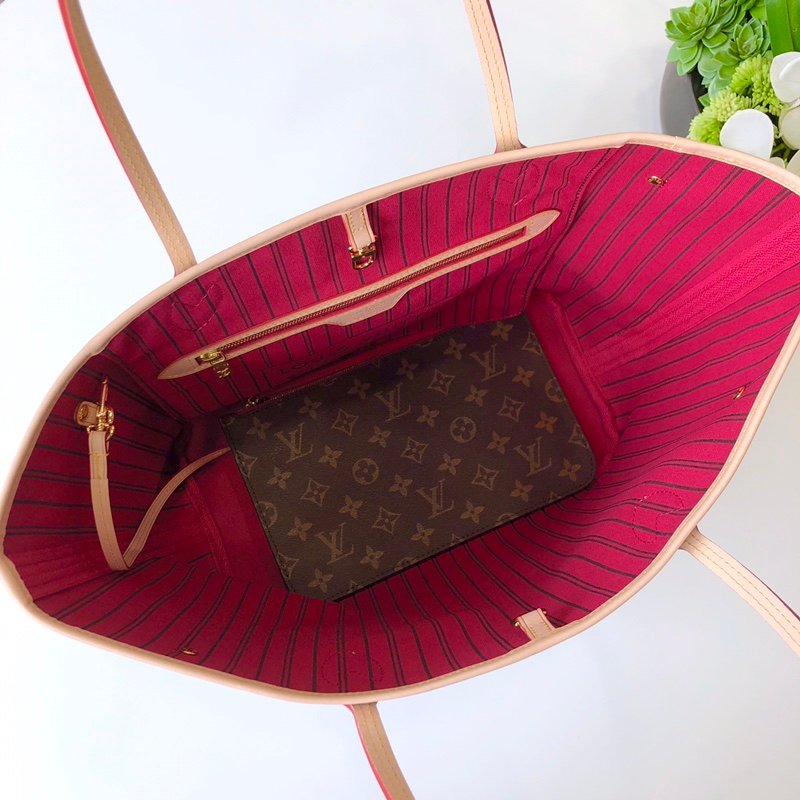Louis Vuitton Neverfull MM (Rose red Inside) -32*29*17CM