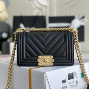 Ch@nel Boy Bag-Caviar-20CM