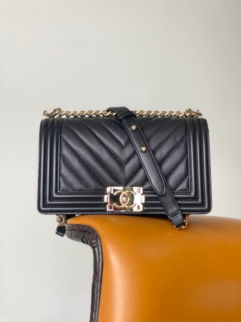 Ch@nel Boy Bag-Caviar-25CM