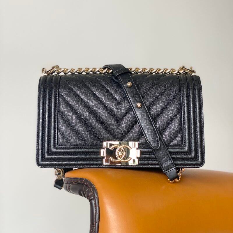 Ch@nel Boy Bag-Caviar-25CM