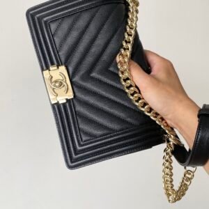 Ch@nel Boy Bag-Caviar-25CM