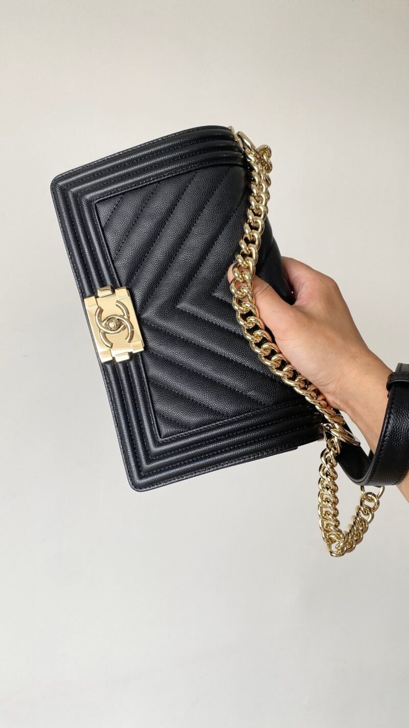 Ch@nel Boy Bag-Caviar-25CM