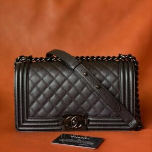 Ch@nel Boy Bag-Caviar-25CM