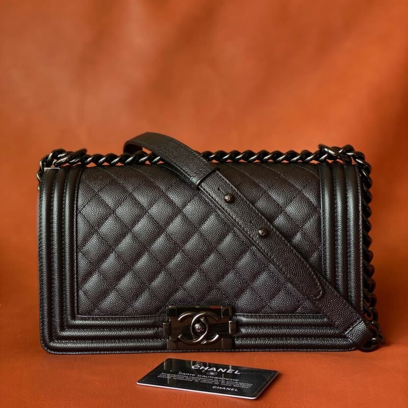 Ch@nel Boy Bag-Caviar-25CM