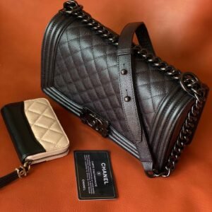 Ch@nel Boy Bag-Caviar-25CM