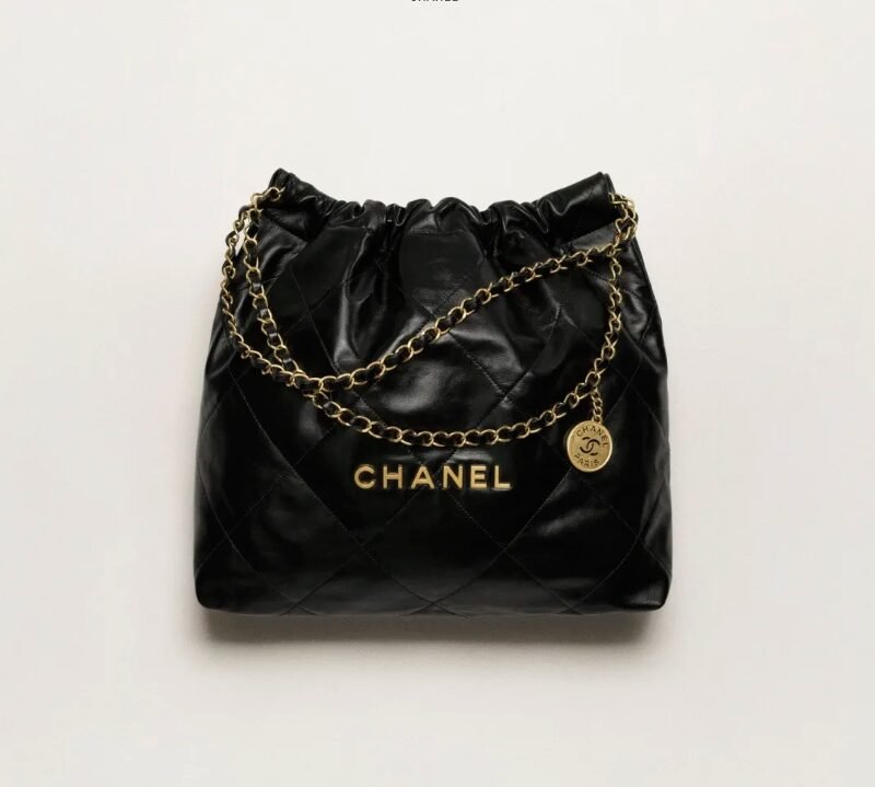 CH@NEL 22 HANDBAG SHINY CALFSKIN GOLDTONE METALLIC AS3261 (42*39*8cm)