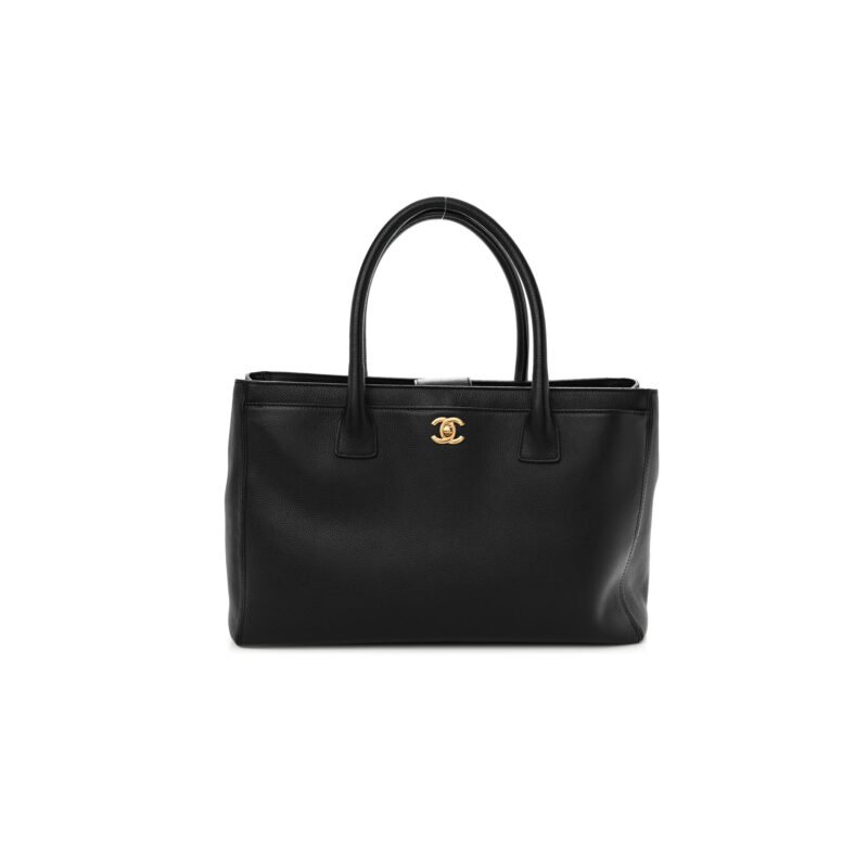 CH@NEL CALFSKIN CERF EXECUTIVE SHOPPER TOTE BLACK AS93748 (36*23*15cm)