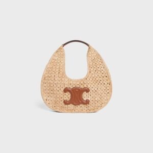 Celine classic panier HOBO BAG IN Raffia and Calfskin