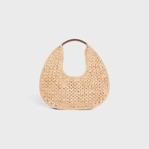 Celine classic panier HOBO BAG IN Raffia and Calfskin
