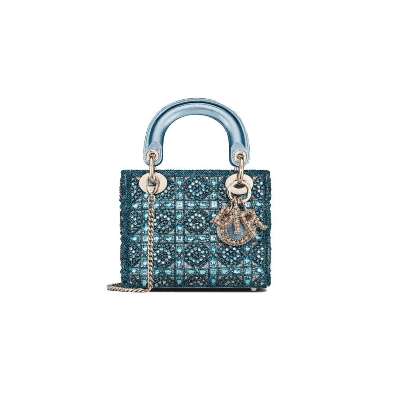 DIOR MINI Lady dior Embroidered Pearl Decoration, Calfskin and Satin