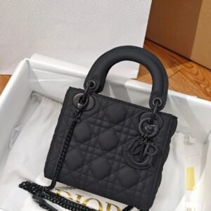 DIOR Small Lady dior Ultramatte Black Cannage Calfskin