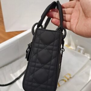 DIOR Small Lady dior Ultramatte Black Cannage Calfskin