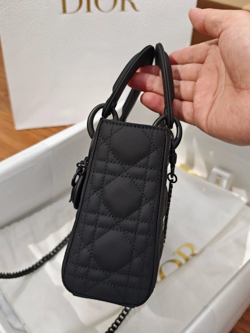 DIOR Small Lady dior Ultramatte Black Cannage Calfskin