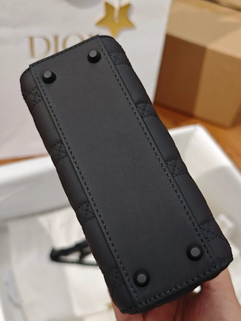 DIOR Small Lady dior Ultramatte Black Cannage Calfskin