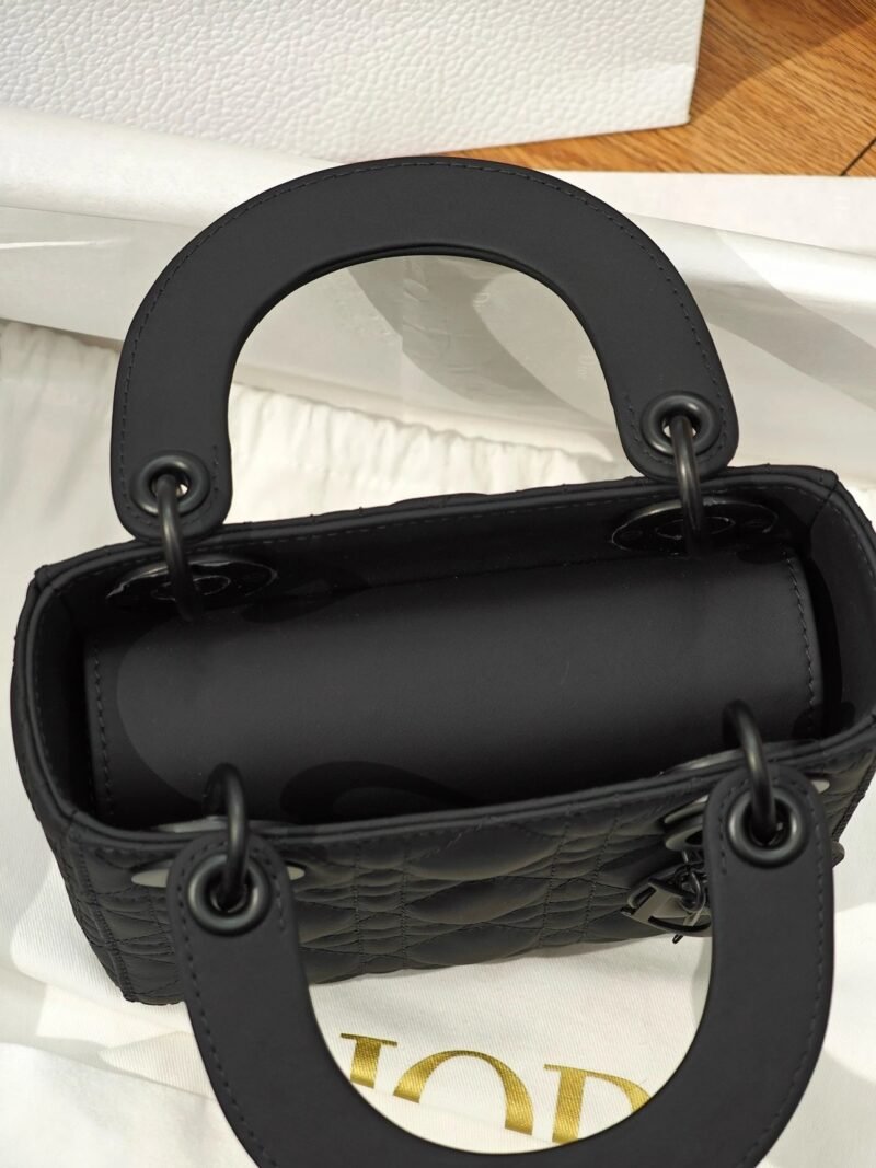 DIOR Small Lady dior Ultramatte Black Cannage Calfskin