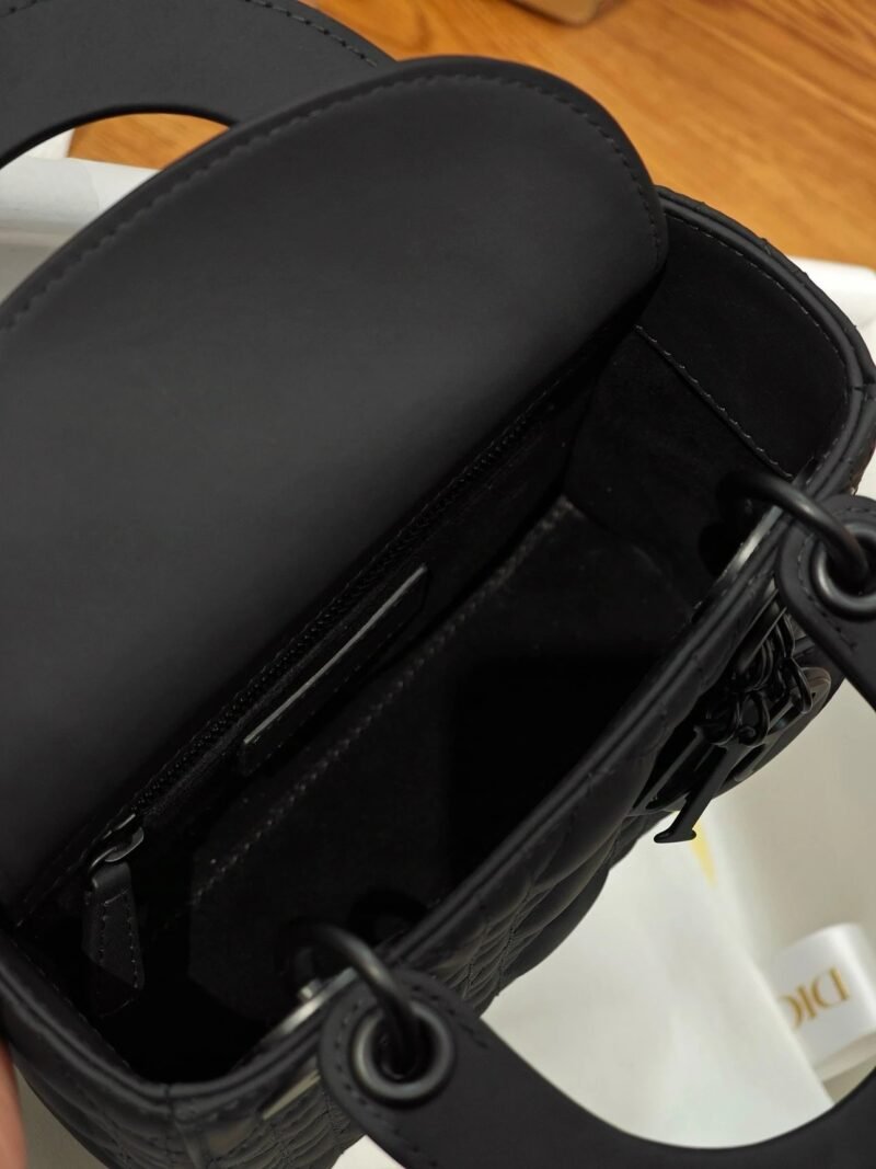 DIOR Small Lady dior Ultramatte Black Cannage Calfskin