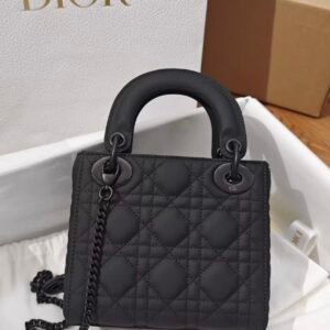 DIOR Small Lady dior Ultramatte Black Cannage Calfskin