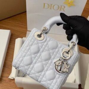 DIOR Mini Lady Dior Bag Cannage Lambskin-Glacier Blue