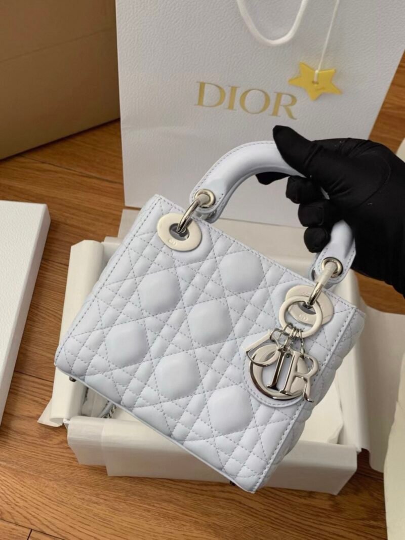 DIOR Mini Lady Dior Bag Cannage Lambskin-Glacier Blue
