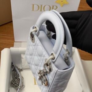DIOR Mini Lady Dior Bag Cannage Lambskin-Glacier Blue
