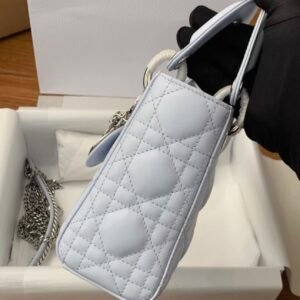 DIOR Mini Lady Dior Bag Cannage Lambskin-Glacier Blue
