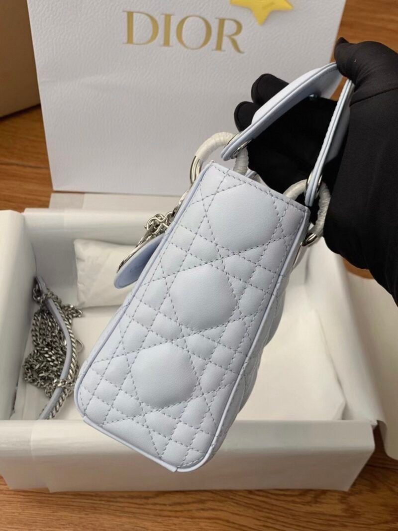 DIOR Mini Lady Dior Bag Cannage Lambskin-Glacier Blue