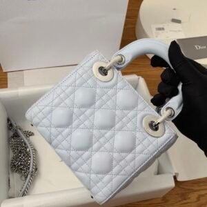 DIOR Mini Lady Dior Bag Cannage Lambskin-Glacier Blue