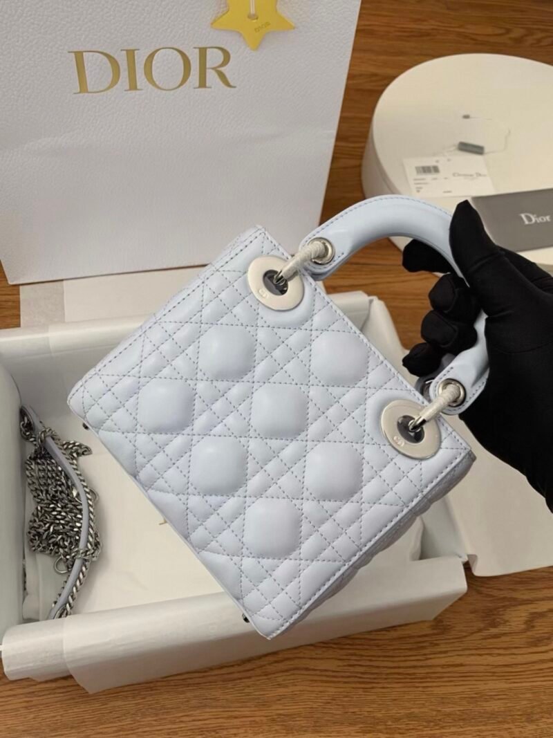 DIOR Mini Lady Dior Bag Cannage Lambskin-Glacier Blue