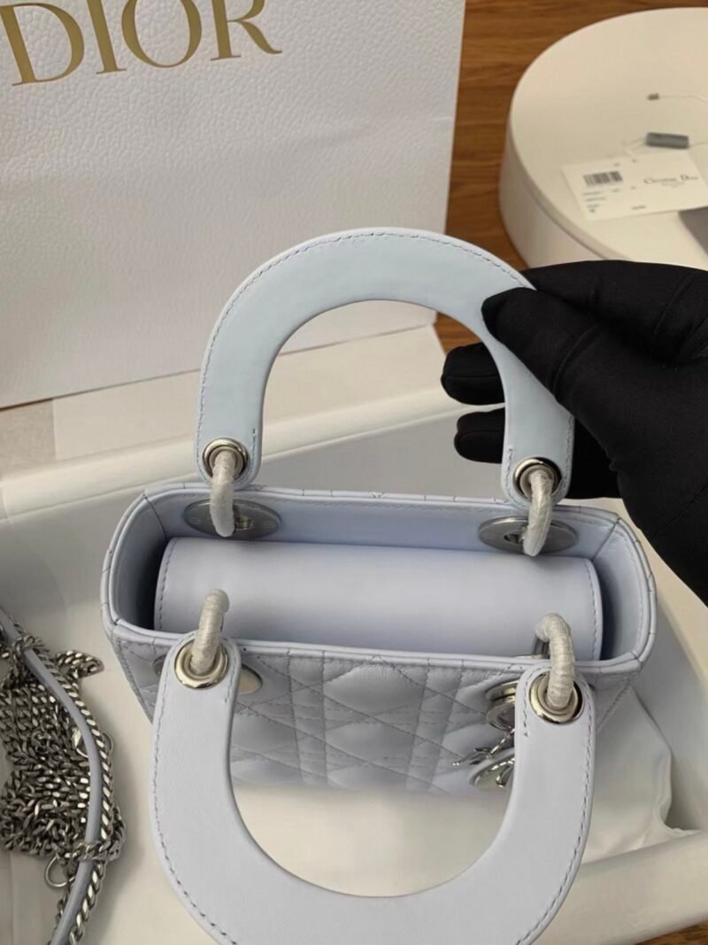 DIOR Mini Lady Dior Bag Cannage Lambskin-Glacier Blue