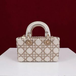 DIOR Lambskin Pearl Embroidered Micro Lady D-Joy Gold
