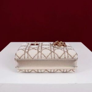 DIOR Lambskin Pearl Embroidered Micro Lady D-Joy Gold
